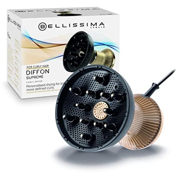 Bellissima Italia Diffon Supreme Diffuser & Curly Hair Dryer - XL Diffuser for Long Waves, Curls, Coils - Cool Button - Anti-Frizz Technology