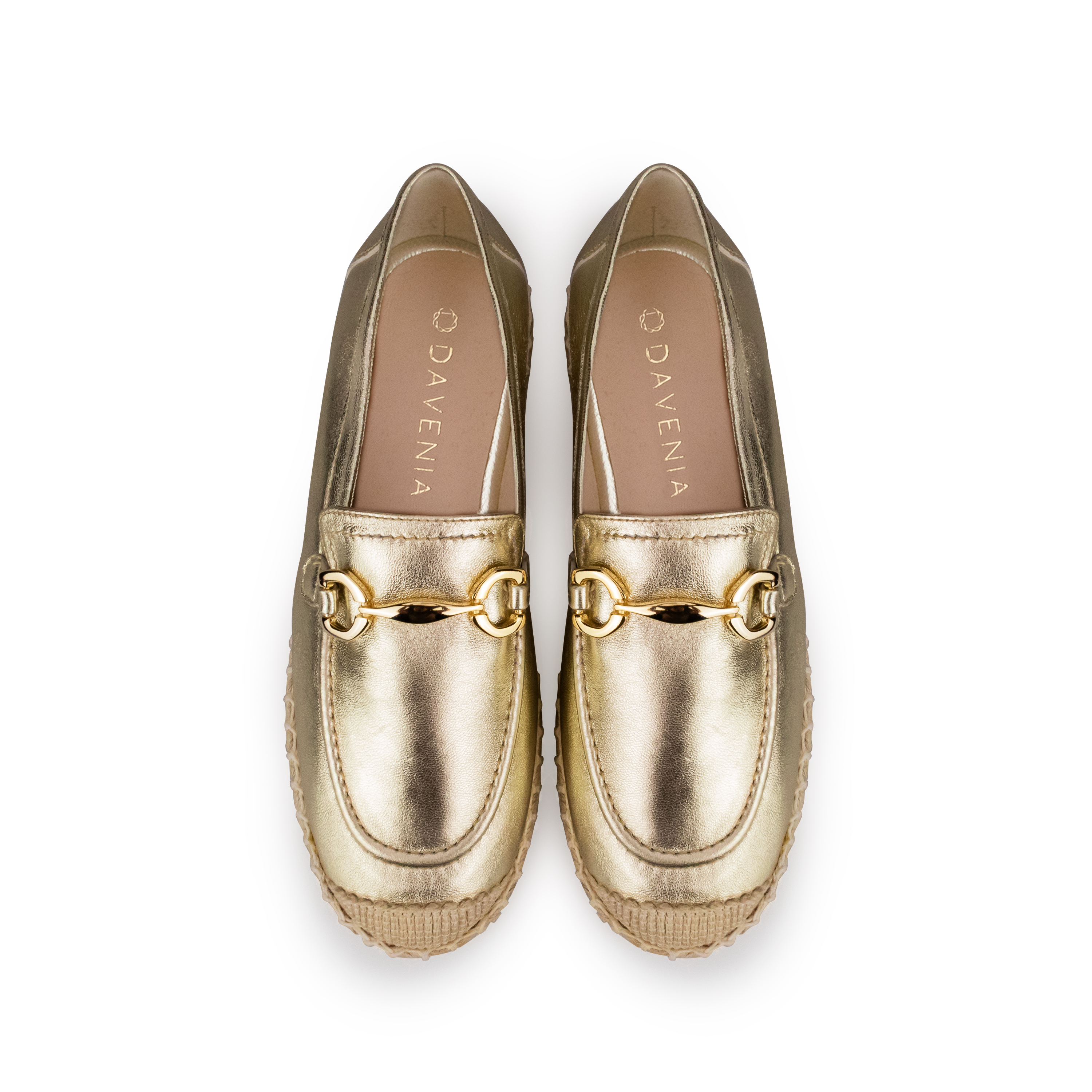 Alpargatas De Piel Doradas Davenia Elegantes De Dama Mod.Elena