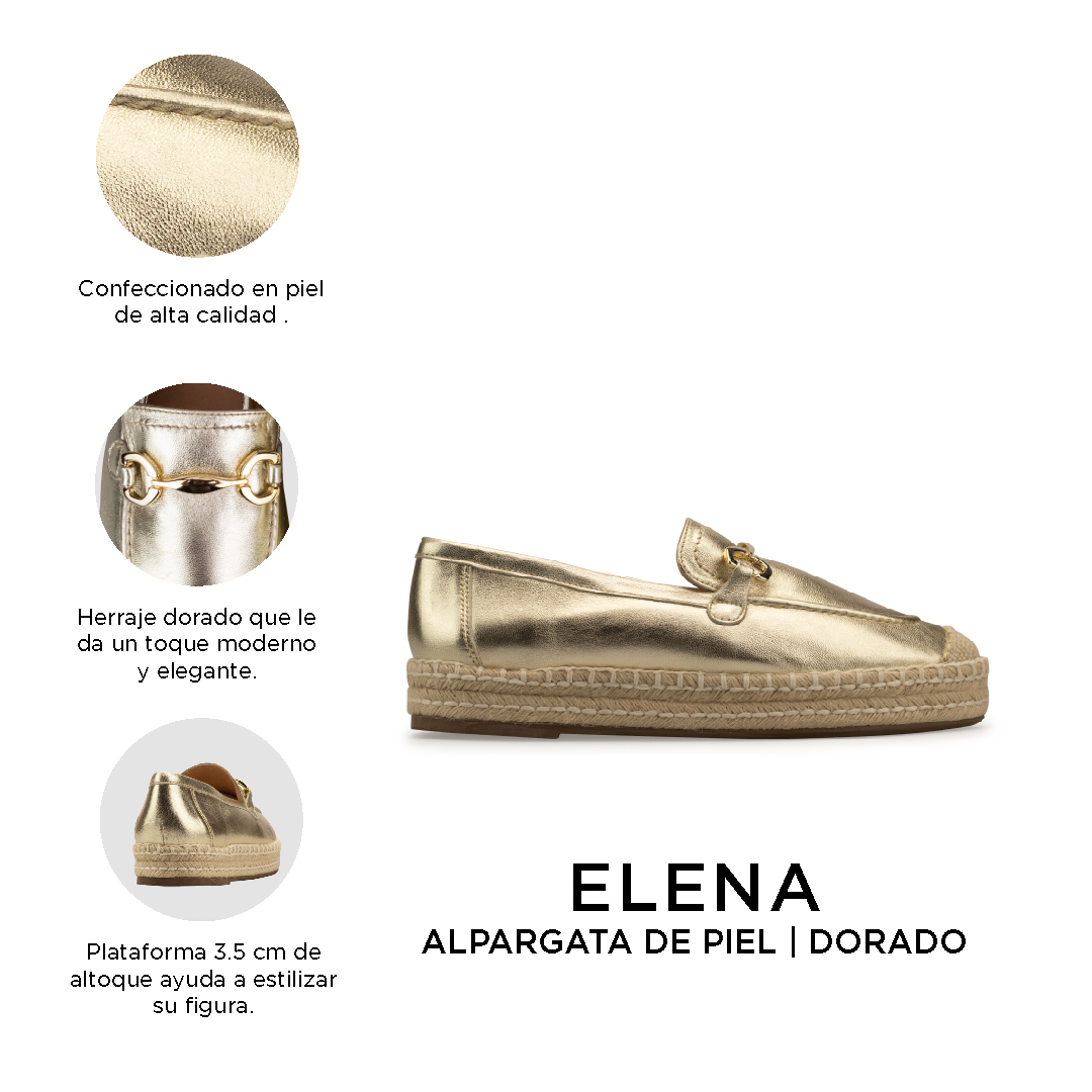Alpargatas De Piel Doradas Davenia Elegantes De Dama Mod.Elena