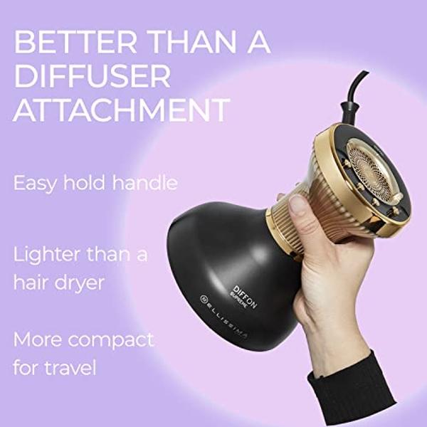 Bellissima Italia Diffon Supreme Diffuser & Curly Hair Dryer - XL Diffuser for Long Waves, Curls, Coils - Cool Button - Anti-Frizz Technology