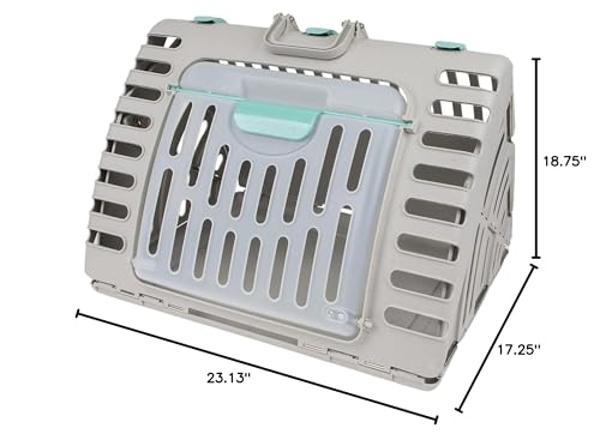 SportPet Designs Foldable Travel Cat Carrier - Front Door Plastic Collapsible Carrier Collection, Waterproof Bed