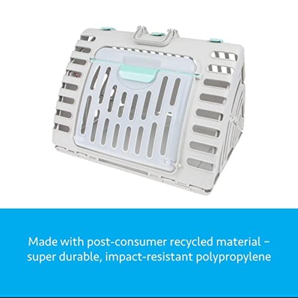 SportPet Designs Foldable Travel Cat Carrier - Front Door Plastic Collapsible Carrier Collection, Waterproof Bed