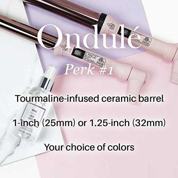 L'ANGE HAIR Ondulé Ceramic Curling Wand | Professional Hot Tools Curling Iron 1.25 Inch | Salon Hair Styling Wands for Beach Waves | Best Hair Curler Wand for Frizz-Free, Lasting C