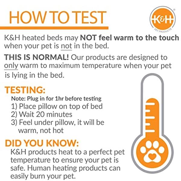 K&H Pet Products Bolster Heated Cat Bed for Indoor Cats, Thermo-Kitty Fashion Splash Orthopedic Foam Heated Pet Bed for Large Cats, Dogs, Waterproof Pet Heater, Safety Listed - Lar