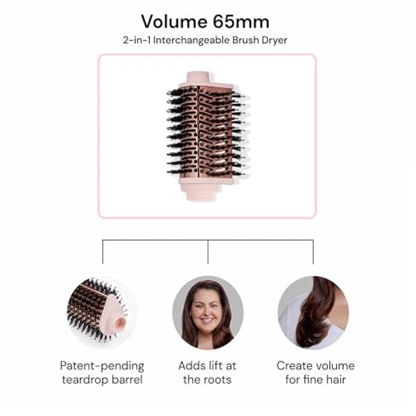 Aopant Hair Dryer Brush, 4 in 1 Styling Tools Blow Dryer with Ceramic Oval Barrel, Hot Air Brush Hair Straightener Brush for All Hair Types, Pink, Ionic Technology, 1200W, 3 Heat S