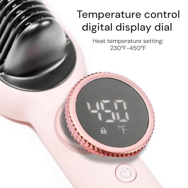 Aopant Hair Dryer Brush, 4 in 1 Styling Tools Blow Dryer with Ceramic Oval Barrel, Hot Air Brush Hair Straightener Brush for All Hair Types, Pink, Ionic Technology, 1200W, 3 Heat S