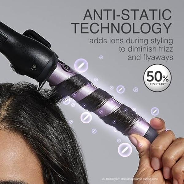 Remington Anti-Static 1-Inch Clipped Curling Iron with Titanium Protection, Fast Heat-Up, Ceramic Barrel for Soft Classic Curls & Defined Waves, Auto Shut-Off