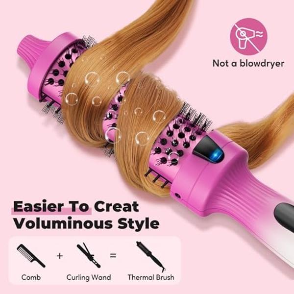 Farery 1.5-Inch Thermal Brush - Ceramic Ionic Heated Round Brush for 90's Full-Bodied Style, Volumizing, Smooth Hair & Natural Curls, Dual MCH Heating, Digital Display, 9 Temperatu