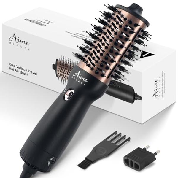 Hair Straightener Brush, TYMO Ring Hair Straightener Comb Straightening Brush for Women with 5 Temps 20s Fast Heating & Dual Voltage, Gold
