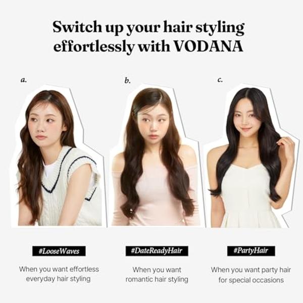 VODANA Professional GlamWave Ceramic Curling Iron, Long-Lasting Natural Curls, Instant Heat, Hair Curler, Curling Wand, Available in USA (1.4 inch, Ivory)