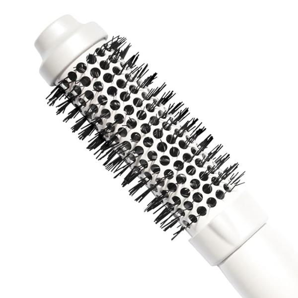 FoxyBae Hottie Hot Round Hair Brush - Curler & Straightener - Ceramic Tourmaline Multi-Styler - Fight Frizz & Adds Volume - 1.25" (Winter White)
