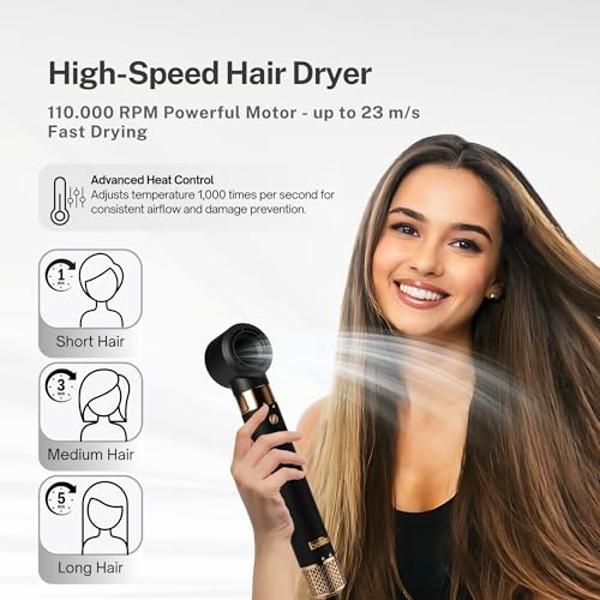 5 in 1 Hair Dryer Brush Set – Airbrush 5 in 1 Hair Styler - Hot Air Brush Styler and Dryer + Soft Microfiber Towel & Protective Gloves - Brush Hair Dryers for Women - Curl, Volumiz