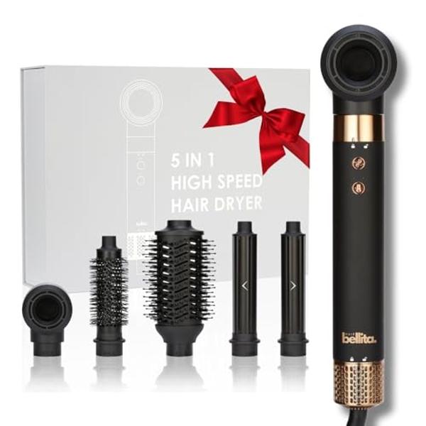 5 in 1 Hair Dryer Brush Set – Airbrush 5 in 1 Hair Styler - Hot Air Brush Styler and Dryer + Soft Microfiber Towel & Protective Gloves - Brush Hair Dryers for Women - Curl, Volumiz