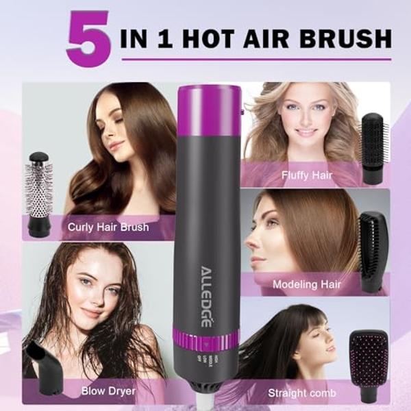 Brightup Upgraded Professional Hot Air Styler – 1400W High-Speed Blow Dryer Brush with 120,000 RPM, No Heat Damage, Fast Drying for Wavy, Curly & Straight Hair, 110V, Multi-Styler 