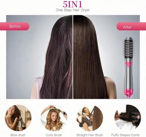 5 in 1 Air Styler High-Speed Negative Ionic Hair Dryer Protects & Fast Drying, Detachable & Interchangeable Brush Head, Hair Dryer for Straightening, Volumizing & Styling