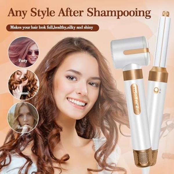 APOKE Dual Voltage Hair Dryer Brush with UK Plug Blow Dryer Brush for European Travel 110V-120V/220V-240V One Step Hot Air Brush and Styler Volumizer with Negative Ion Anti-frizz (