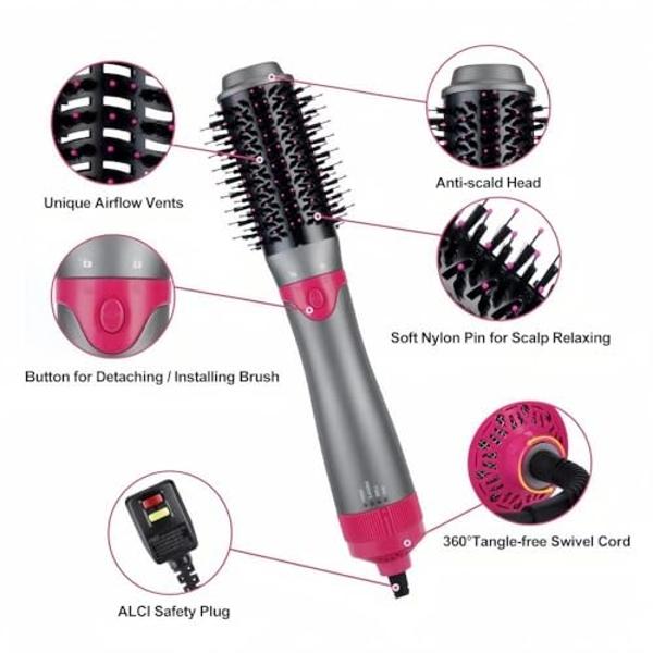 5 in 1 Air Styler High-Speed Negative Ionic Hair Dryer Protects & Fast Drying, Detachable & Interchangeable Brush Head, Hair Dryer for Straightening, Volumizing & Styling