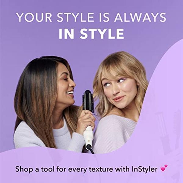 InStyler Freestyle Max 1” (White) 2-in-1 Styling Tool, Heated Round Brush with Straightening Iron - Volumize, Straighten, Wave or Curl All Hair Types with Cool Tip Ionic Bristles &
