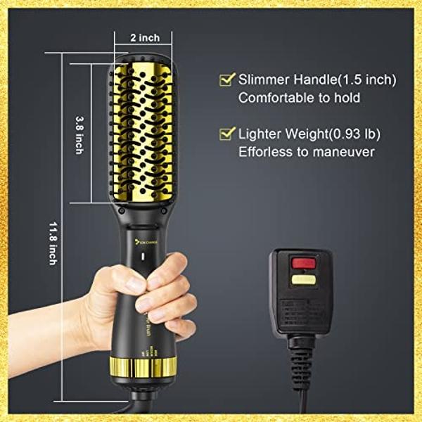 Blow One-Step Hair Dryer Brush and Styler for Black Women: 600W Ionic Dryer with Comb, Straightener and Detangler to Dry, Smooth, and Style Natural Hair