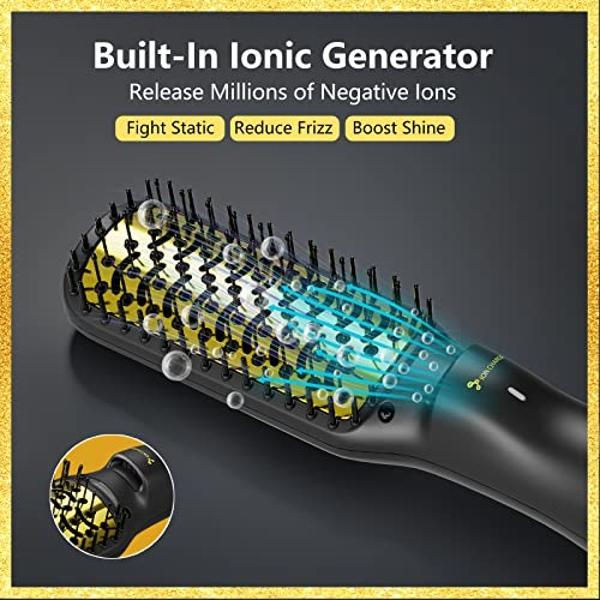 Blow One-Step Hair Dryer Brush and Styler for Black Women: 600W Ionic Dryer with Comb, Straightener and Detangler to Dry, Smooth, and Style Natural Hair