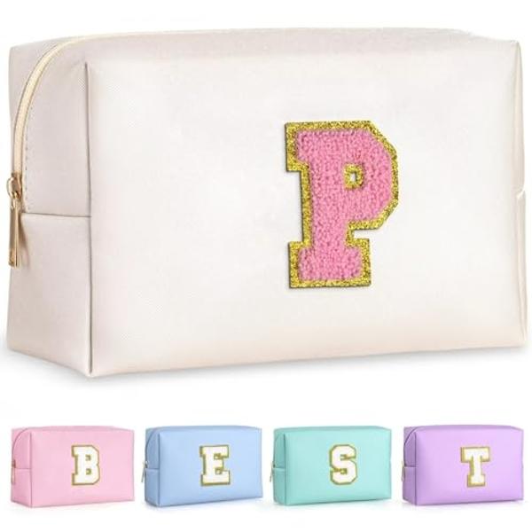 YOOLIFE Birthday Gifts for Women Mom - Christmas Gifts Idea for Her Mom Teacher | Personalized Cute Initial Makeup Bag Pouch for Women Friends Female Girlfriend Wife | Cosmetic Tra