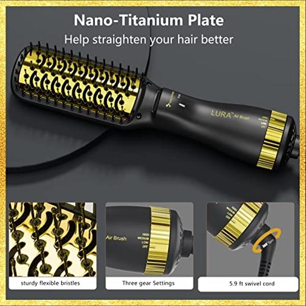 Blow One-Step Hair Dryer Brush and Styler for Black Women: 600W Ionic Dryer with Comb, Straightener and Detangler to Dry, Smooth, and Style Natural Hair