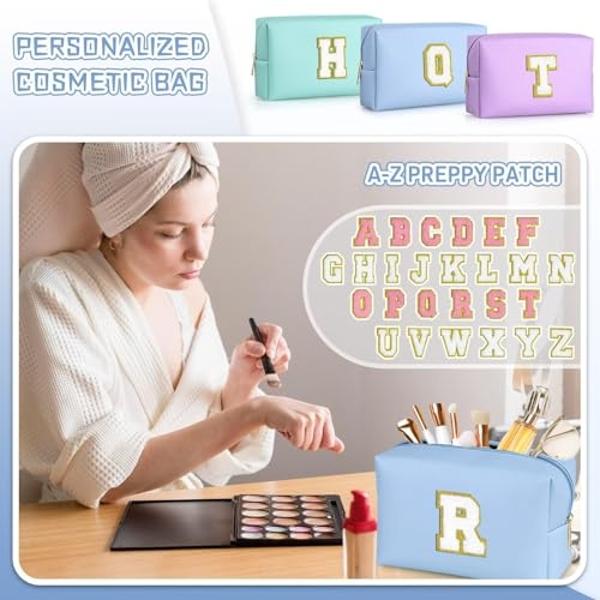 TOPEAST Birthday Gifts for Women, Small Makeup Bag Personalized Initial Cosmetic Bag Birthday Gifts for Women (Sky Blue J)
