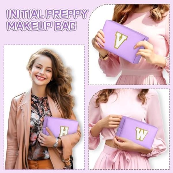 YOOLIFE Birthday Gifts for Women Mom - Christmas Gifts Idea for Her Mom Teacher | Personalized Cute Initial Makeup Bag Pouch for Women Friends Female Girlfriend Wife | Cosmetic Tra