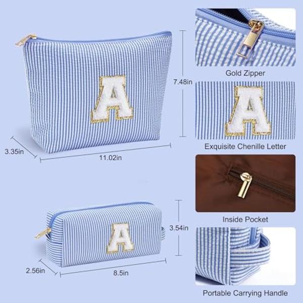 YOOLIFE Birthday Gifts for Women Teen Girls - Birthday Gifts Idea for Friend Female | Cute Blue Makeup Bag Pouch Cosmetic Bag Travel Toiletry Bag for Her Mom Girlfriend Wife Brides