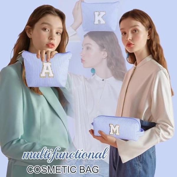 YOOLIFE Birthday Gifts for Women Teen Girls - Birthday Gifts Idea for Friend Female | Cute Blue Makeup Bag Pouch Cosmetic Bag Travel Toiletry Bag for Her Mom Girlfriend Wife Brides