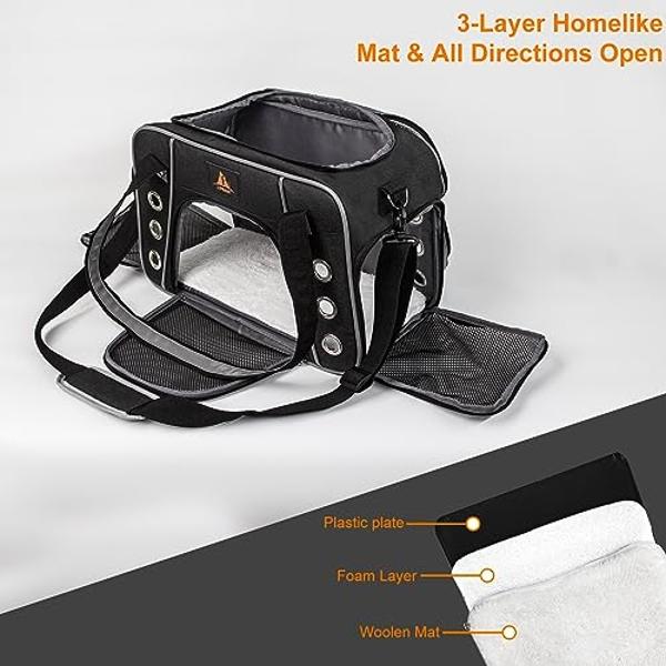 Lifeand Cat Carrier for Large and Medium Cats Under 18lb, Collapsible Soft Sided Pet Carrier, Dog Carrier, Airline Approved for Cats, Small Dogs, Kitten, Pet Privacy Protection Tra