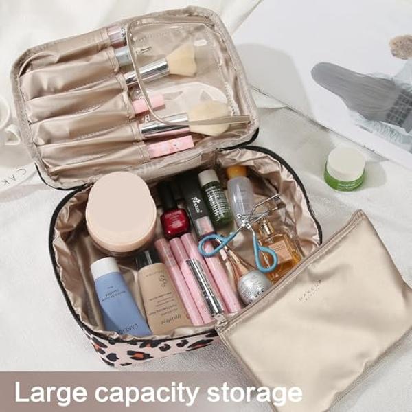 Travel Makeup Bag Cosmetic Bag Makeup Bag Toiletry bag for women and men (Rosy)