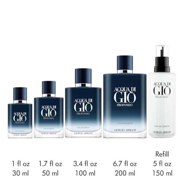 Armani beauty – Acqua di Giò Profondo – Eau de Parfum – Cologne for Men – Fresh & Aromatic Men’s Fragrance – Mandarin, Lavender, Cedarwood Notes - 5.0 Fl Oz