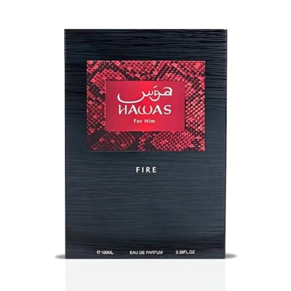 RASASI Hawas Fire Eau De Parfum Men Spray 100ML(3.4 Oz) - Bold Arabian Perfume For Men With A Fiery Essence - Indulge In A Luxurious, Long Lasting Perfume That Captures Masculine E