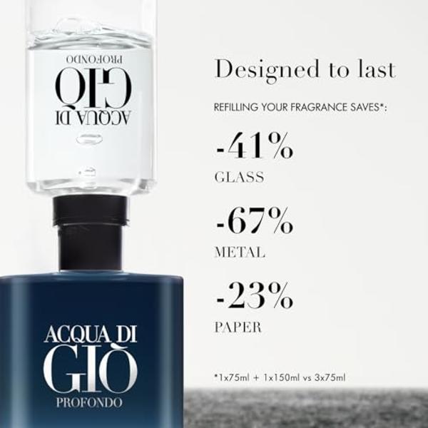 Armani Beauty - Acqua di Giò Profondo - Eau de Parfum - Cologne for Men - Fresh & Aromatic Men’s Fragrance - Mandarin, Lavender, Cedarwood Notes - 1.0 Fl Oz