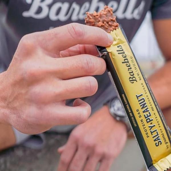 Barebells Protein Bars Salty Peanut - 12 Count, 20g High Protein Treats - Chocolate Nutrition Bar with 1g Total Sugars - On-The-Go Breakfast or Post-Workout Snack