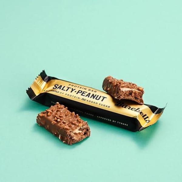 Barebells Protein Bars Salty Peanut - 12 Count, 20g High Protein Treats - Chocolate Nutrition Bar with 1g Total Sugars - On-The-Go Breakfast or Post-Workout Snack