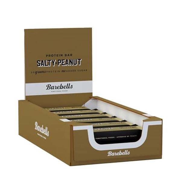 Barebells Protein Bars Salty Peanut - 12 Count, 20g High Protein Treats - Chocolate Nutrition Bar with 1g Total Sugars - On-The-Go Breakfast or Post-Workout Snack