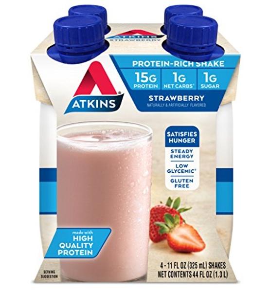 Atkins Gluten Free Protein-Rich Shake, Strawberry, 4 Count