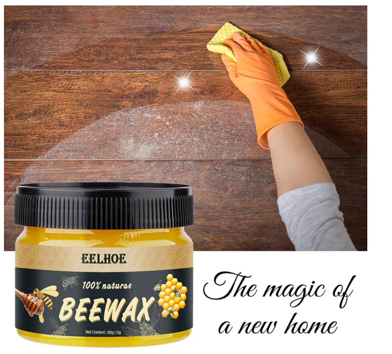 Cera Abeja, Limpia, pule y restaura muebles de madera, dejándolos brillantes y con un fresco aroma a miel.