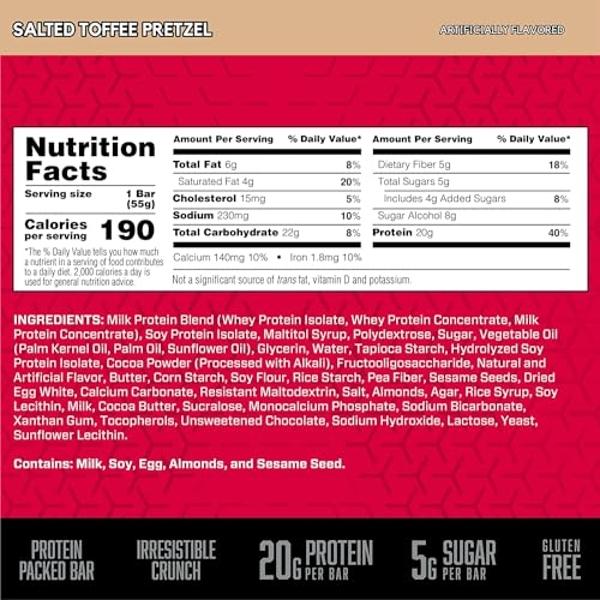 ONE Protein Bars, Fruity Cereal, Gluten Free with 20g Protein and 1g Sugar, Pantry Staples, 2.12 oz (12 Count), Packaging May Vary