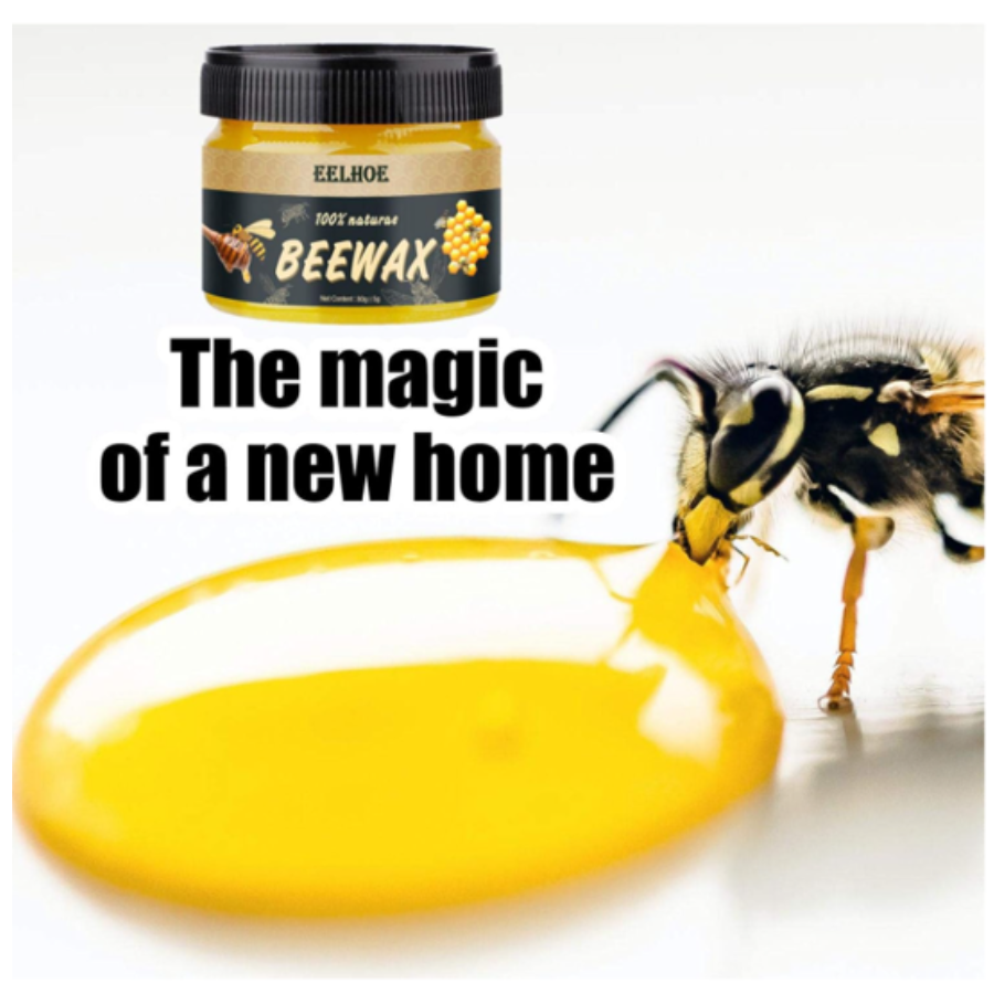 Cera Abeja, Limpia, pule y restaura muebles de madera, dejándolos brillantes y con un fresco aroma a miel.