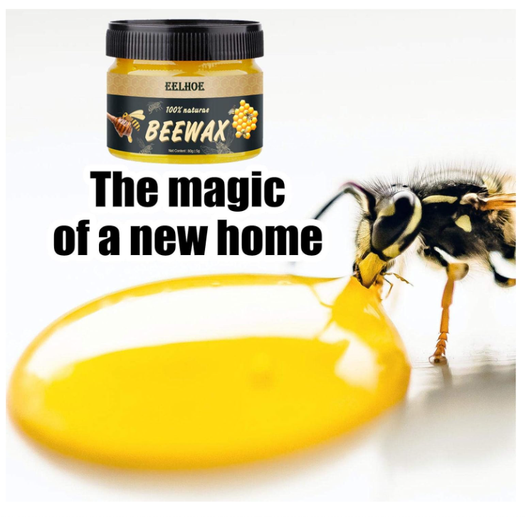 Cera Abeja, Limpia, pule y restaura muebles de madera, dejándolos brillantes y con un fresco aroma a miel.