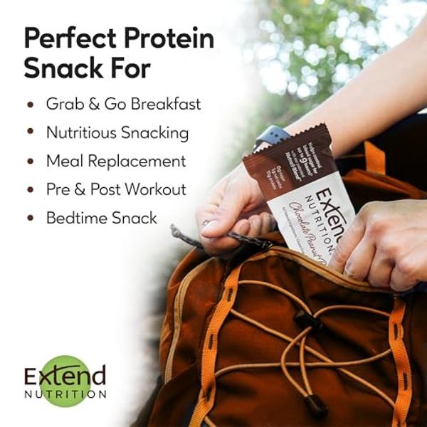 Extend Sugar Free Protein Bars, Perfect Diabetic Snacks, High Protein and Fiber, Hunger Control & Steady Energy, Low Carb, Keto Friendly, Chocolate Peanut Butter, 12 Count