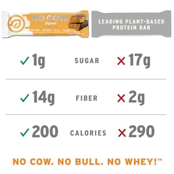 No Cow High Protein Bars, Cookies 'N Cream - Healthy Snacks, 20g Vegan Protein, High Fiber, Low Sugar, Keto Friendly, Dairy & Gluten Free (12 Count)