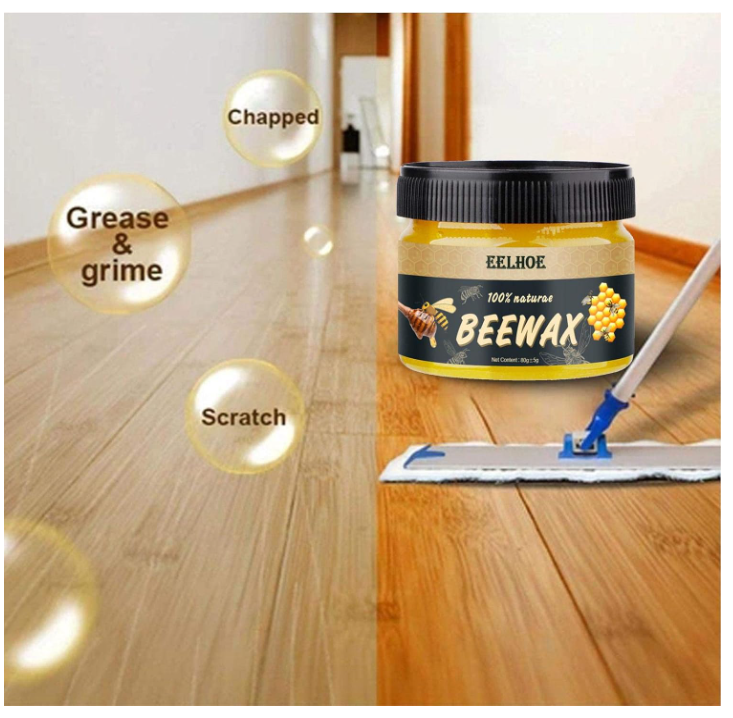 Cera Abeja, Limpia, pule y restaura muebles de madera, dejándolos brillantes y con un fresco aroma a miel.