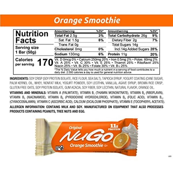 NuGo Protein Bar, Orange Smoothie, 11g Protein, Gluten Free, 15 Count