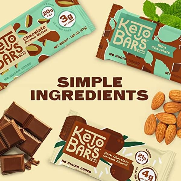 Keto Bars The Original Keto Snack Bar, Gourmet Simple Ingredients Low Carb, No Sugar, Rich in Ketogenic Fats, The Perfect KetoBars Snacks for Keto Diet Food Products (12 Pack, 1.65