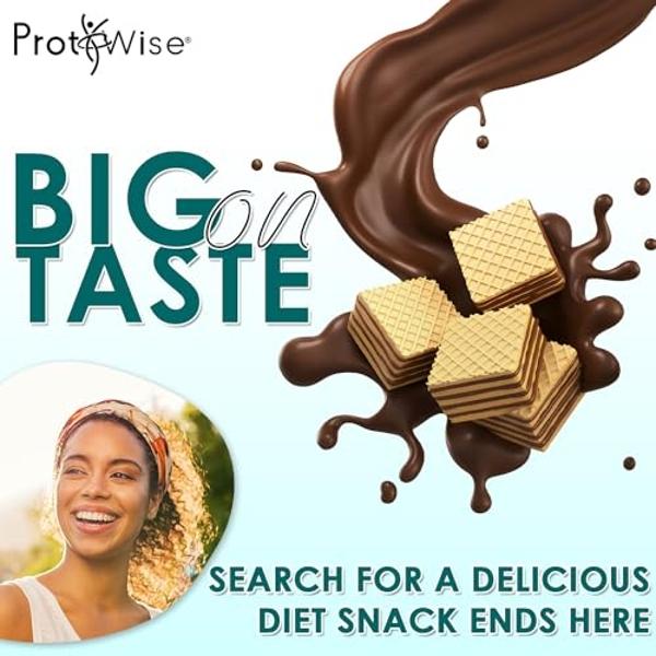 ProtiWise High Protein Wafers | Raspberry | 15g Protein Per Serving, Low Carb, Low Sugar, High Fiber Snack | Gluten-Free, Keto-Friendly Diet for Hunger Control & Weight Loss | 5/Bo