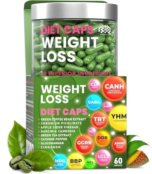 Bioteque Lab Weight Loss Diet Capsules, Natural Appetite Suppressant, Day & Night Fat Burner for Women & Men with Apple Cider, Green Coffee Bean Extract, Metabolism Booster Supplem